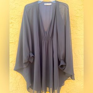 Black Zara Tunic Long Sleeve Drapery Dress